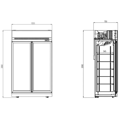 RÉFRIGÉRATEUR 2 PORTES EN VERRE NOIR INS-1000R BL